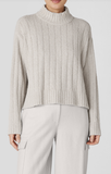 Cotton Fluff Rib Turtleneck Sweater