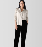 Stretch Silk Charmeuse Classic Collar Easy Shirt