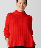 Cotton Fluff Rib Turtleneck Sweater