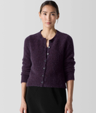 Mohair Plush Melange Crew Neck Cardigan