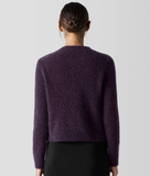 Mohair Plush Melange Crew Neck Cardigan