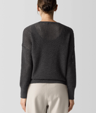 Merino Open Knit Crew Neck Sweater