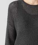 Merino Open Knit Crew Neck Sweater