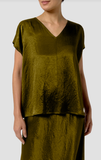 Textured Satin V-Neck Square Top