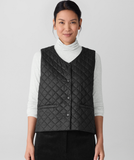 Eggshell Recycled Nylon V-Neck Quilted Vest
