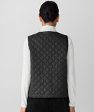 Eggshell Recycled Nylon V-Neck Quilted Vest