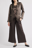 Textured Satin Wide Ankle Pant