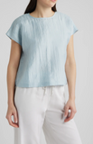 Linen Sheen Round Neck Square Top