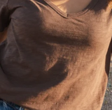 Brushed Rib Knit Scoop Neck Tee