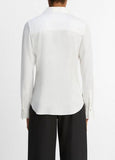 Silk-Blend Slim Button-Front Blouse