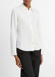 Silk-Blend Slim Button-Front Blouse