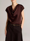 Silk Cowl-Neck Blouse