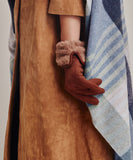 Stretch Suede Fold-up Faux Fur Cuff Gloves