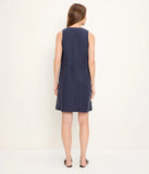 Maelie Herringbone Notch Neck Shift Dress