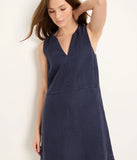 Maelie Herringbone Notch Neck Shift Dress
