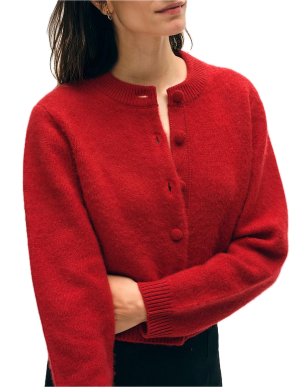 Brushed Cashmere Crewneck Cardigan