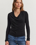 Tencel Knit Drape Neck Top