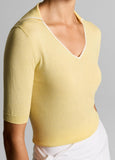 Tipped Italian Cotton-Cashmere Polo Sweater