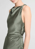 Twist Shoulder Cowl Neck Dress