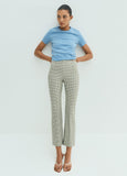 Niki Gingham Mid-Rise Crop Flare Pant