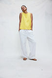 Slubby Organic Cotton Linen Full-Length Straight Pant