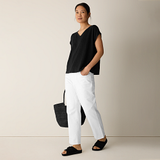 Organic Linen Jersey V-Neck Square Tee