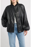 Kylie Oversized Leather Bomber Jacket