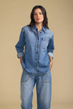 Clementine High Twill Cotton Indigo Shirt