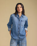 Clementine High Twill Cotton Indigo Shirt