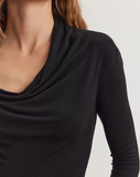 Tencel Knit Drape Neck Top