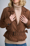 Noir Belted Suede Jacket