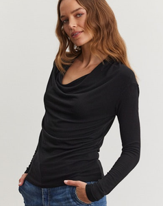 Tencel Knit Drape Neck Top