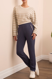 Scuba Knit Constrast Trim Pull-On Ankle Pants