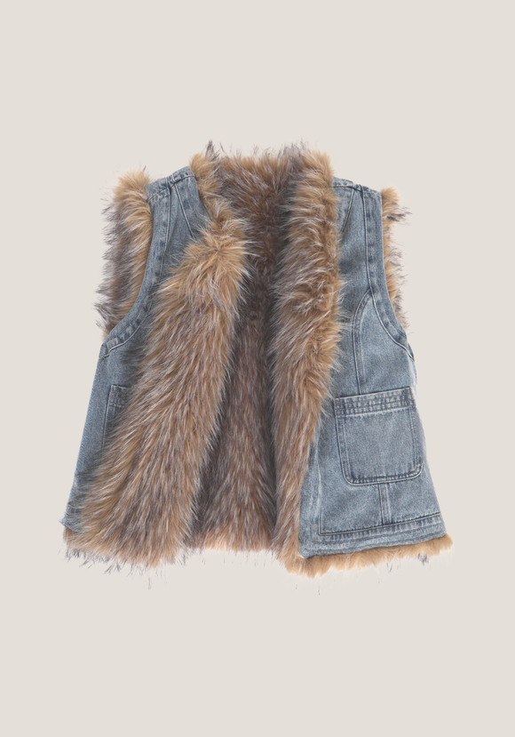 Reversible Montana Fur & Denim Vest