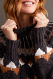 Intarsia Mock Neck Sweater