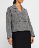 Cotton Tweed Notch Collar Short Blazer