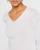 Peruvian Cotton Blend V-Neck Flat Saddle Sweater