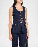 Becker Stretch-Denim Belted Vest