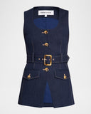 Becker Stretch-Denim Belted Vest