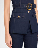 Becker Stretch-Denim Belted Vest