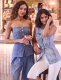BLUE THREAD Button Front Denim Vest