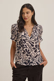 Leslie Printed Cotton Viscose Short Sleeve Top