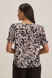 Leslie Printed Cotton Viscose Short Sleeve Top