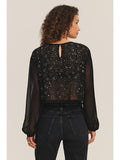Marlowe Sequins Sheer Sleeve Top