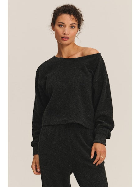 Sherpa Fleece Off Shoulder Top