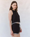 Sleeveless Fray Trim Tank