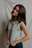 Sloan Stripe French Terry Split Neck