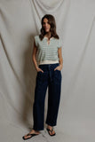 Sloan Stripe French Terry Split Neck