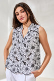 Embroidered Floral Button‑Up Top