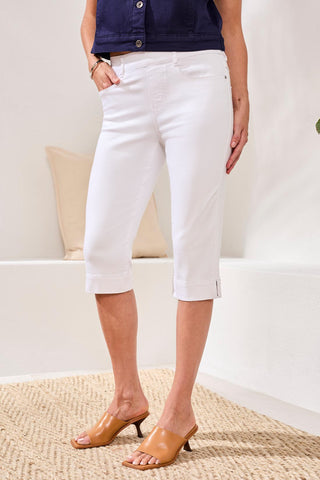 Audrey Pull-On Pedal Pusher Boundless Stretch Denim White / L